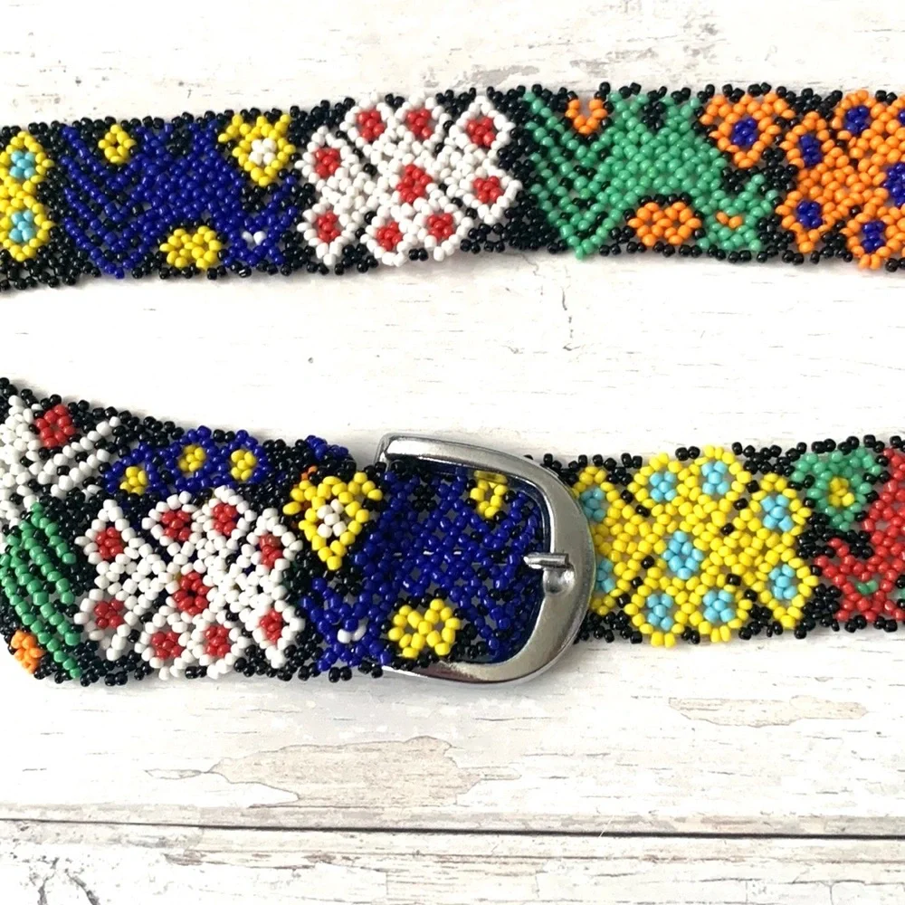 Women’s Handmade Beaded Rainbow Belt One Of A Kind Accessories 38in Long